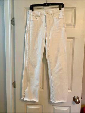 Risen High Rise Straight Leg Jeans, Off-White, Size 7/28